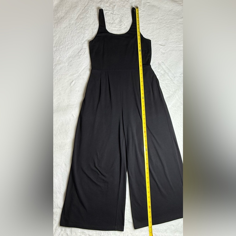 Eileen Fisher Black Cotton Blend Sleeveless Wide Leg Cropped Jumpsuit - Picture 9 of 15